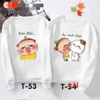 Áo Đôi Nỉ Bo 3D Ln11, Áo Đôi Nam Nữ, Áo Thun From Rộng,  Mặc Không Xù Jena