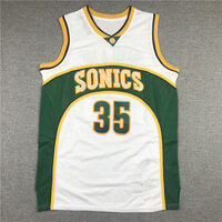 Áo đồng phục bóng rổ siêu thanh số 35 màu vàng xanh lá cây Trắng Retro đồng phục bóng rổ Durant thêu kiểu Mỹ