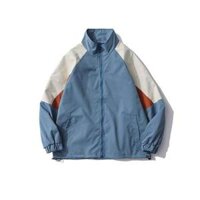 Áo Dù 2 lớp unisex nam nữ phối sọc màu thời trang teen, Mẫu Áo khoác Dù teen form rộng jacker ngày hè - Xanh - L