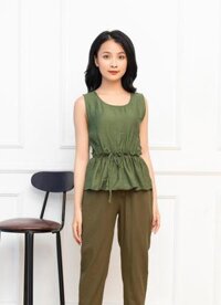 Áo đũi lụa sát nách Vicci cao cấp nhiều màu - Rêu - M