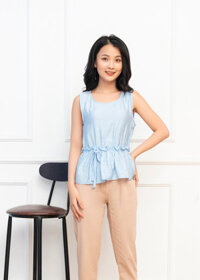 Áo đũi lụa sát nách Vicci cao cấp nhiều màu - Xanh - XL