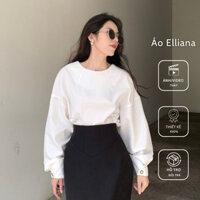 Áo Elliana tay dài, màu trắng, tay áo đính cúc sang trọng |  the tendy - natural & minimalist
