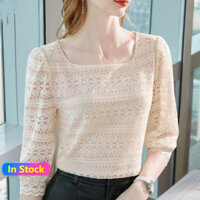 Áo filipiniana hiện đại, Áo Plus Size Nữ Mùa Hè Phong Cách Hàn Quốc Áo Ren Hoa Áo