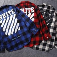 Áo Flannel OFF WHITE Spray Áo Sơ Mi Off White [bonus]