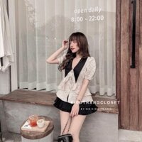 Áo gấm sốp tay phồng