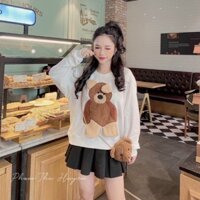 Áo gấu nữ cute chất umi hàn may gấu nổi cao cấp túi đeo rời free ship