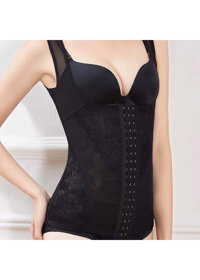 Áo gen bụng định hình 6 hàng móc cài - ĐEN - XL