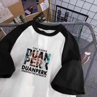 Áo ghi lê bé trai Cotton nguyên chất Áo thun ngắn tay nam phong cách Mỹ khâu màu tương phản In màu đen trắng Top T