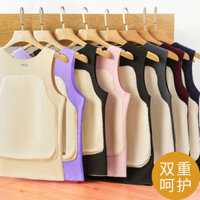 Áo ghi lê giữ nhiệt nữ không tay áo ghi lê giữ ấm không dấu vết cho cặp đôi nam lót nhung bảo vệ dạ dày da Đức mặc bên trong