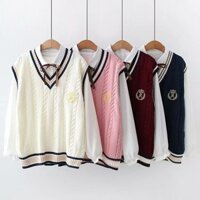 Áo Gi Lê Phong Cách Học Đường Áo Ba Lỗ Cổ Chữ V Thiếu Nữ Đáng Yêu Phong Cách Nhật Bản Bộ Áo Không Tay Áo Học Sinh