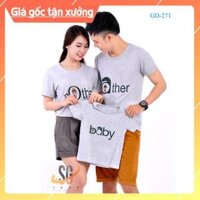 Áo gia đình 345 người set đồ đồng phục đôi mẹ và bé độc đáo mẫu dễ thương màu xám GD271X  SG - Áo Bé Gái - Size 5