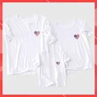 Áo gia đình Familylove - Mẫu Áo gia đình logo trái tim Lá Cờ Mỹ