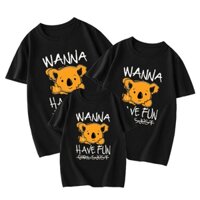 Áo gia đình HappyFamily - Đồ gia đình Họa Tiết Gấu Koala Đáng yêu Wanna Have Fun chất Cotton 100% Màu Trắng Đỏ Đen