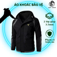 Áo giáp tự vệ chống dao, áo khoác vải dù (có nón) sợi UHMWPE 2 lớp mềm mại, linh hoạt