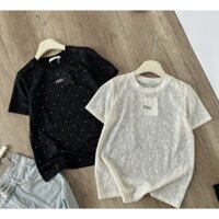 áo giấy hoa nổi đá miu 2 màu đen trắng mặc siêu mát hàng qc loại 1