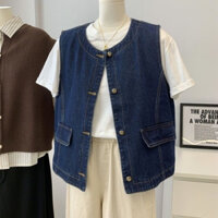 Áo gile Bò Mềm Xinh Kiểu Dáng Hàn Quốc, Áo Gile Bò dáng Hàn Phối đồ xinh vintage