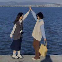 Áo gile Hongkong unisex phong cách Hàn Quốc phối với sơ mi voan ( Có tách set)