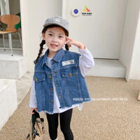 Áo gile jean cho bé gái. Áo gile bò cho bé gái phong cách Hàn Quốc từ 2 - 7 tuổi. Áo cho bé gái 10- 28kg PUN KIDS