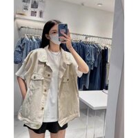 Áo gile jean nam nữ form rộng unisex, áo khoác bò denim jackit màu đen be nâu túi hộp phong cách ulzzang hàn quốc, EYE2T