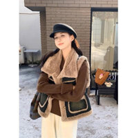 Áo Gile jean nữ lót lông xịn dày ấm thời trang