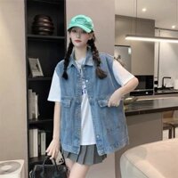 Áo Gile Jeans Nữ Dáng Hàn Dáng Dài Freesize