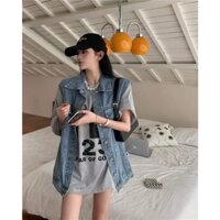 Áo Gile Jeans Nữ Hàn Quốc Túi Trước Dáng Dài FullSize AK106