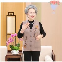 Áo Gile Len cho bà, thời trang trung niên cao tuổi mùa thu đông cho cho bà cao cấp