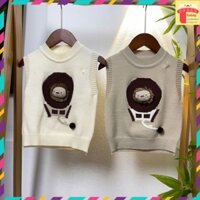 Áo gile len cho bé trai 1-6 tuổi cổ tim thêu chữ MOCHIN phong cách Hàn Quốc sợi không bai xù