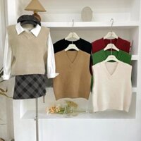 ÁO GILE LEN CỔ TIM TRƠN BASIC PHOM RỘNG THOẢI MÁI CHẤT DÀY DẶN, ÁO GILE LEN MÀU XANH LÁ MÀU ĐỎ CỔ V DỄ MẶC