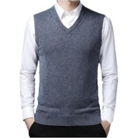 ♦ÁO GILE LEN ĐẸP TRUNG NIÊN nam cổ tim form suông rộng cho Bố