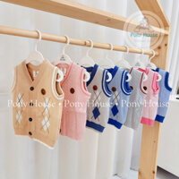 Áo Gile Len Moon Cài Giữa Chất Len Dày Dặn Cho Bé Trai Bé Gái Sơ Sinh Đến 9 Tháng (0-3M Đến 6-9M)