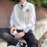 Áo gile len nam bigsize ulzzang hàn quốc Áo gile unisex form rộng Basic len nam nữ đẹp oversize huy hiệu học sinh đi học