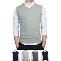 Áo gile len nam mỏng cổ V tim AGL03