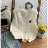 Áo Gile len nữ THÊU GẤU VẶN THỪNG chất mềm, dày dặn.