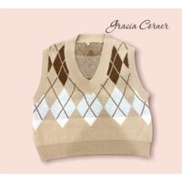 áo gile len quả trám nữ vintage