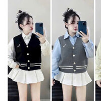 ÁO GILE LEN THÊU HÌNH CÚN chuẩn phong cách nữ sinh Hàn Quốc dành cho bạn Nữ