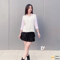 Áo gile len trơn nữ mỏng cổ tim chất đẹp - D'NALY GL01