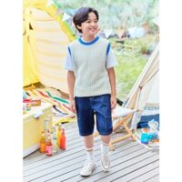 Áo gile len trơn Topten phối viền xanh phong cách Hàn Quốc cho bé Nga Fish A1G1V6