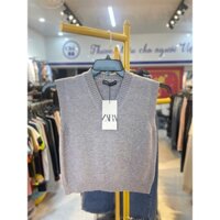 Áo gile len trơn ZARA nữ kiểu cổ V, Áo khoác len nữ dệt kim hàng đẹp dày dặn VNXK cao cấp