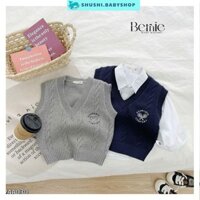 Áo gile len vặn thừng thêu ngực phong cách hàn quốc cho bé trai bé gái 1 đến 7 tuổi SHUSHI 24A030