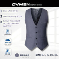 Áo Gilê Nam DVMEN màu xám thời trang lịch lãm tôn dáng tôn da người mặc chất vải cotton kích cỡ M, L, XL,2XL, 3XL