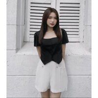 Áo Gile Nữ Có Tay - Nút Bọc Thời Trang