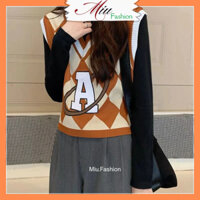 Áo gile nữ hình trám chữ A cổ tim MS1132