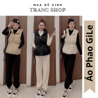 Áo Gile Phao Dây Rút Eo Có Mũ Trùm Đầu Trần Bông 3 Lớp Form Rộng- Áo Khoác Phao Ngắn Tay Sát Nách Hàn Quốc Siêu Ấm