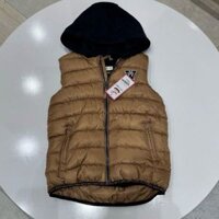 Áo gile phao lót nỉ Orchestra màu nâu W mũ nỉ size 3 - 14y