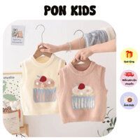 Áo gile thu đông họa tiết bánh kem màu hồng, màu kem phong cách Hàn Quốc cho bé gái từ 7 - 18Kg AMĐ50