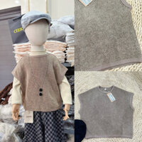 Áo gile trơn len sợi dệt màu hàn quốc cho bé trai bé gái