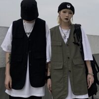Áo gile unisex form rộng Gi lê Basic Tea nam nữ oversize phong cách ulzzang, Áo khoác ngoài có túi trước - Luc Clothes