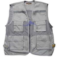 áo gile vải lưới mắt to màu ghi có phản quang