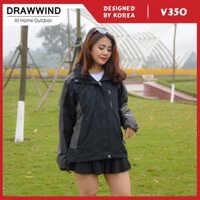 Áo gió 2 lớp nam nữ chống nước đen phối xám size châu á,khoác dù vải GORE TEX Drawwind V350